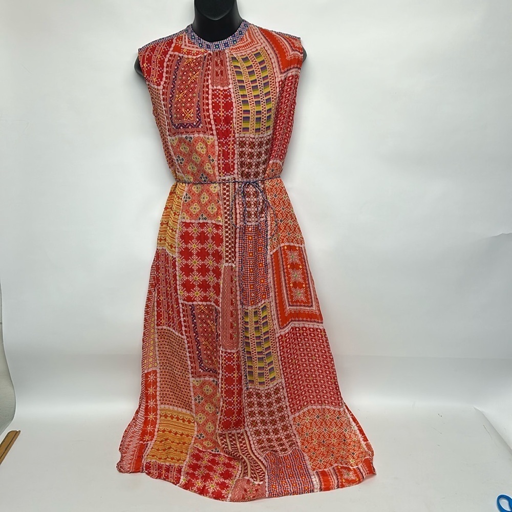 Anthropologie , extra small Tanvi Kedia Red Patchwork Maxi Dress